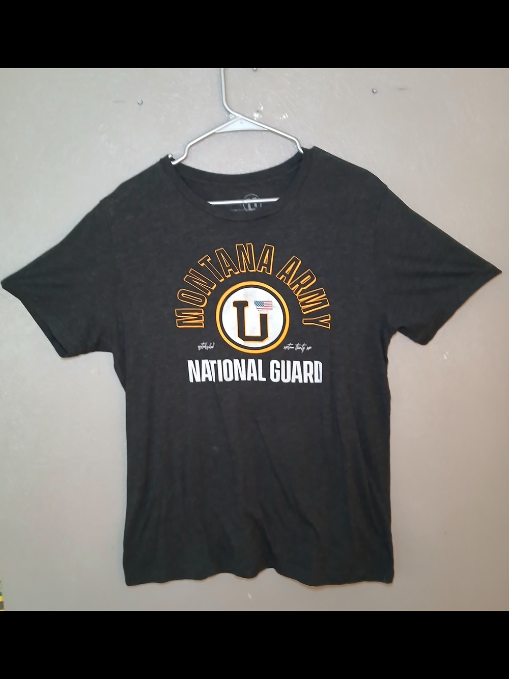 Source Unknown Black Montana Army National Guard Graphic Tee with Yellow Accent